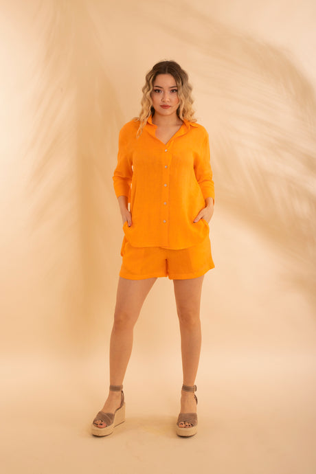 Antalya Linen Shorts - Orange