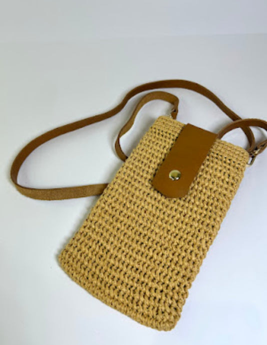 Crochet Phone Bag with Leather strap