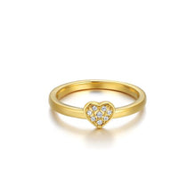 Load image into Gallery viewer, Minimalist Heart Stud Ring with Swarovski Crystals Gold Plated