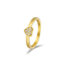 Load image into Gallery viewer, Minimalist Heart Stud Ring with Swarovski Crystals Gold Plated