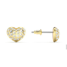 Load image into Gallery viewer, Alana Heart Stud Earrings Clear Crystals Gold Plated