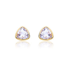 Load image into Gallery viewer, Trillion Brief Stud Earrings with Clear Swarovski® Crystals Gold Plated