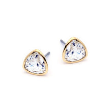Load image into Gallery viewer, Trillion Brief Stud Earrings with Clear Swarovski® Crystals Gold Plated