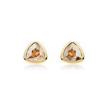 Load image into Gallery viewer, Trillion Brief Stud Earrings with Golden Shadow Swarovski® Crystals Gold Plated