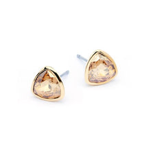 Load image into Gallery viewer, Trillion Brief Stud Earrings with Golden Shadow Swarovski® Crystals Gold Plated