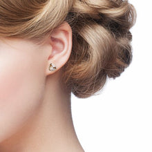 Load image into Gallery viewer, Trillion Brief Stud Earrings with Golden Shadow Swarovski® Crystals Gold Plated