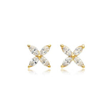Load image into Gallery viewer, Victoria Flower Marquise CZ Stud Earrings Gold Plated