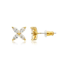 Load image into Gallery viewer, Victoria Flower Marquise CZ Stud Earrings Gold Plated