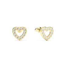 Load image into Gallery viewer, Open Heart Stud Earrings Clear Crystals Gold Plated