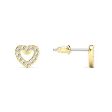 Load image into Gallery viewer, Open Heart Stud Earrings Clear Crystals Gold Plated