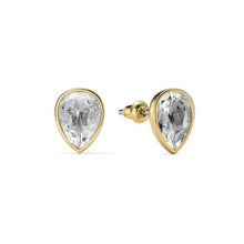 Load image into Gallery viewer, Teardrop Stud Earrings Clear Crystals Gold Plated