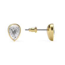 Load image into Gallery viewer, Teardrop Stud Earrings Clear Crystals Gold Plated