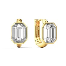 Load image into Gallery viewer, Octagon Statement Hoop Earrings Clear Crystals Gold Plated