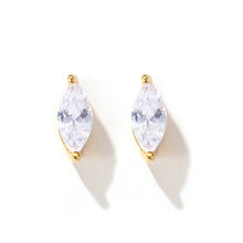 Load image into Gallery viewer, Solitaire Marquise Cubic Zirconia Sterling Silver Stud Earrings Gold Plated