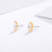 Load image into Gallery viewer, Solitaire Marquise Cubic Zirconia Sterling Silver Stud Earrings Gold Plated
