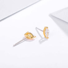 Load image into Gallery viewer, Solitaire Marquise Cubic Zirconia Sterling Silver Stud Earrings Gold Plated