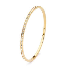Load image into Gallery viewer, Metro Eternity Bangle with Clear Crystals Gold Plated