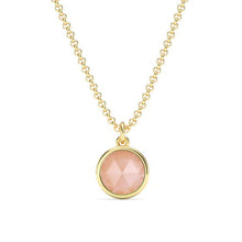 Load image into Gallery viewer, Round Rose Cut Rose Quartz Pendant Gold Plated