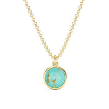 Load image into Gallery viewer, Round Rose Cut Turquoise Pendant Gold Plated