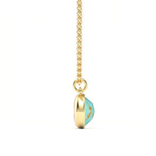 Load image into Gallery viewer, Round Rose Cut Turquoise Pendant Gold Plated