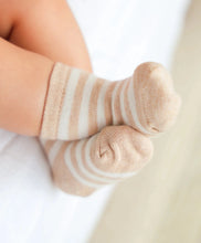 Load image into Gallery viewer, Organic Cotton Baby Socks - Oat Stripes