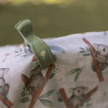 Load image into Gallery viewer, Koala Muslin Wrap &amp; Grey/White Pram Clips Set