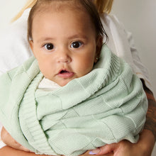 Load image into Gallery viewer, Pram Knitted Blanket - Checkered Seafoam