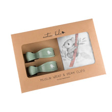 Load image into Gallery viewer, Koala Muslin Wrap &amp; Grey/White Pram Clips Set