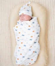 Load image into Gallery viewer, Organic Cotton Baby Swaddle Wrap - Sea