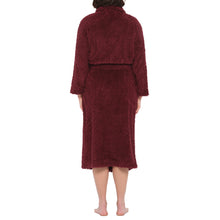 Load image into Gallery viewer, Burgundy Shawl Collar Lux Sherpa Fleece Dressing Gown