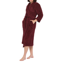 Load image into Gallery viewer, Burgundy Shawl Collar Lux Sherpa Fleece Dressing Gown