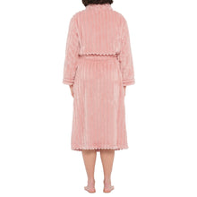 Load image into Gallery viewer, Pink Stripe Shawl Collar Fleece Dressing Gown