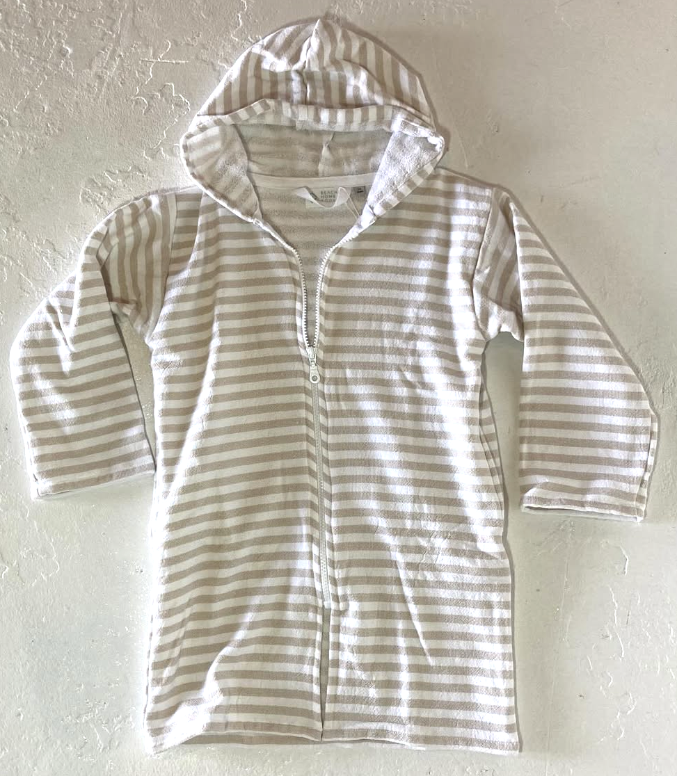 Kids Robe - White and Light Grey