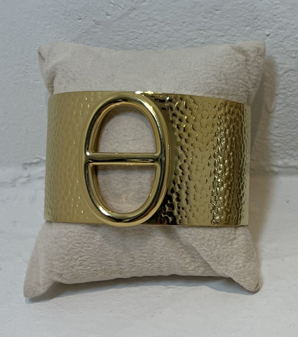 Stainless Steel Gold Plated Cuff Bangle