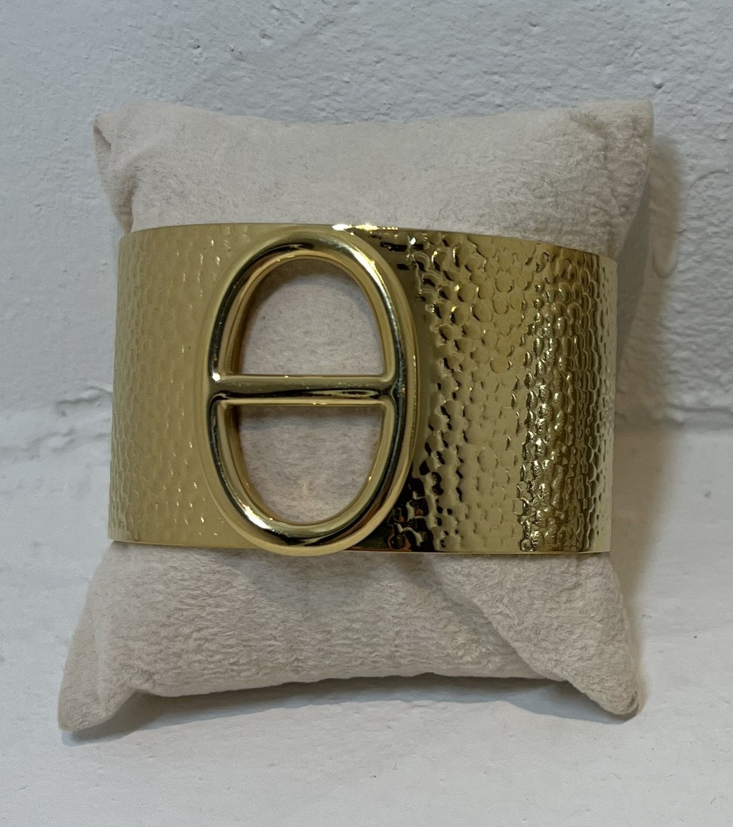 Stainless Steel Gold Plated Cuff Bangle
