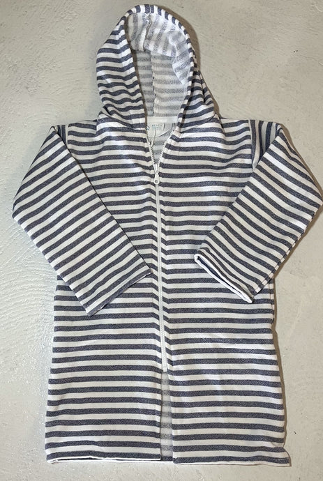 Kids Robe - White and Charcoal