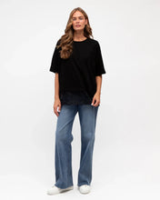 Load image into Gallery viewer, LACE TRIM TEE - BLACK