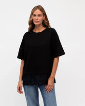 Load image into Gallery viewer, LACE TRIM TEE - BLACK