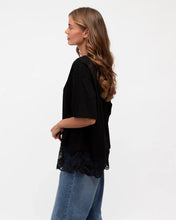 Load image into Gallery viewer, LACE TRIM TEE - BLACK