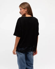 Load image into Gallery viewer, LACE TRIM TEE - BLACK