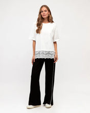 Load image into Gallery viewer, LACE TRIM TEE - CREAM