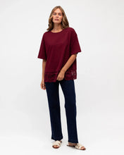 Load image into Gallery viewer, LACE TRIM TEE - WINE