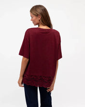 Load image into Gallery viewer, LACE TRIM TEE - WINE