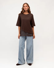 Load image into Gallery viewer, LACE HEM TEE - CHOCOLATE