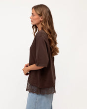 Load image into Gallery viewer, LACE HEM TEE - CHOCOLATE