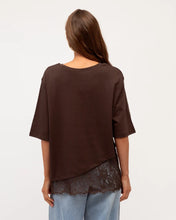 Load image into Gallery viewer, LACE HEM TEE - CHOCOLATE