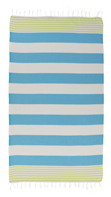 Marine Authentic Turkish Towel - Lime/Blue