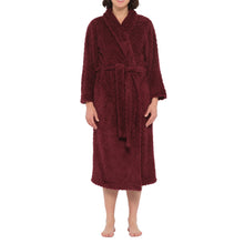 Load image into Gallery viewer, Burgundy Shawl Collar Lux Sherpa Fleece Dressing Gown