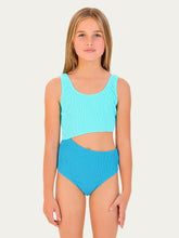 Load image into Gallery viewer, Seafolly Kids Texture One Piece - Aqua Blue