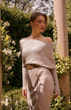Load image into Gallery viewer, Batwing Sleeve Knit Skirt Set with Faux Leather Belt